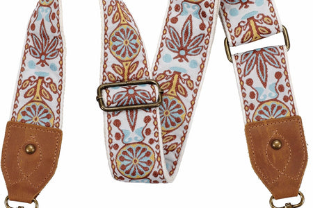 Purse Strap, 2"Cowhide Head Wide Shoulder Strap Adjustable Replacement,Retro Jacquard Embroidery Multi-Pattern Crossbody Bag Straps for Handbag,Crossbody Bags,Shoulder Bags(White Woven)