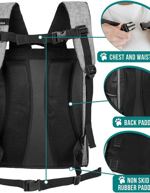 Load image into Gallery viewer, Dog Backpack Carrier for Small Large Cat, Pet, Puppy, Ventilated Pet Hiking Backpack Travel Bag, Airline Approved Cat Backpack Carrier, Camping Biking Dog Bag up to 18Lbs Pet, Grey
