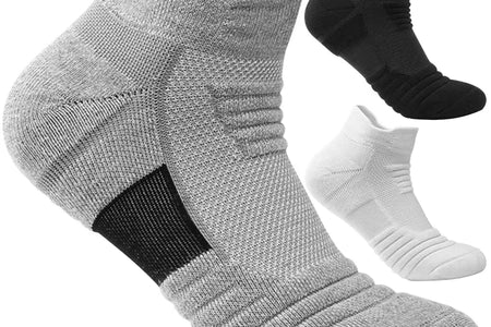 3 Pairs Breathable Mesh Athletic Terry Socks Cushioned Moisture-Managing and Durable Reduces Foot for Running Hiking & Sports