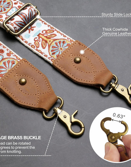 Load image into Gallery viewer, Purse Strap, 2"Cowhide Head Wide Shoulder Strap Adjustable Replacement,Retro Jacquard Embroidery Multi-Pattern Crossbody Bag Straps for Handbag,Crossbody Bags,Shoulder Bags(White Woven)
