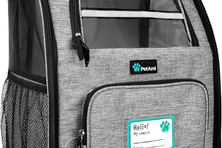 Dog Backpack Carrier for Small Large Cat, Pet, Puppy, Ventilated Pet Hiking Backpack Travel Bag, Airline Approved Cat Backpack Carrier, Camping Biking Dog Bag up to 18Lbs Pet, Grey