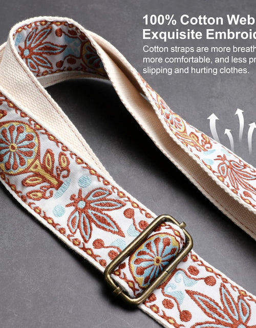 Load image into Gallery viewer, Purse Strap, 2"Cowhide Head Wide Shoulder Strap Adjustable Replacement,Retro Jacquard Embroidery Multi-Pattern Crossbody Bag Straps for Handbag,Crossbody Bags,Shoulder Bags(White Woven)
