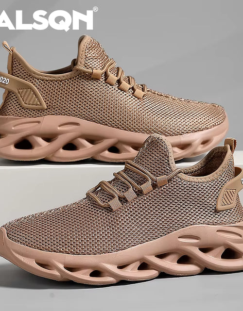 Load image into Gallery viewer, Men Sports Running Black Jogging Shoes Casual Sneakers Brown Outdoor Breathable Mesh Women Light Shock-Absorption Black Tennis
