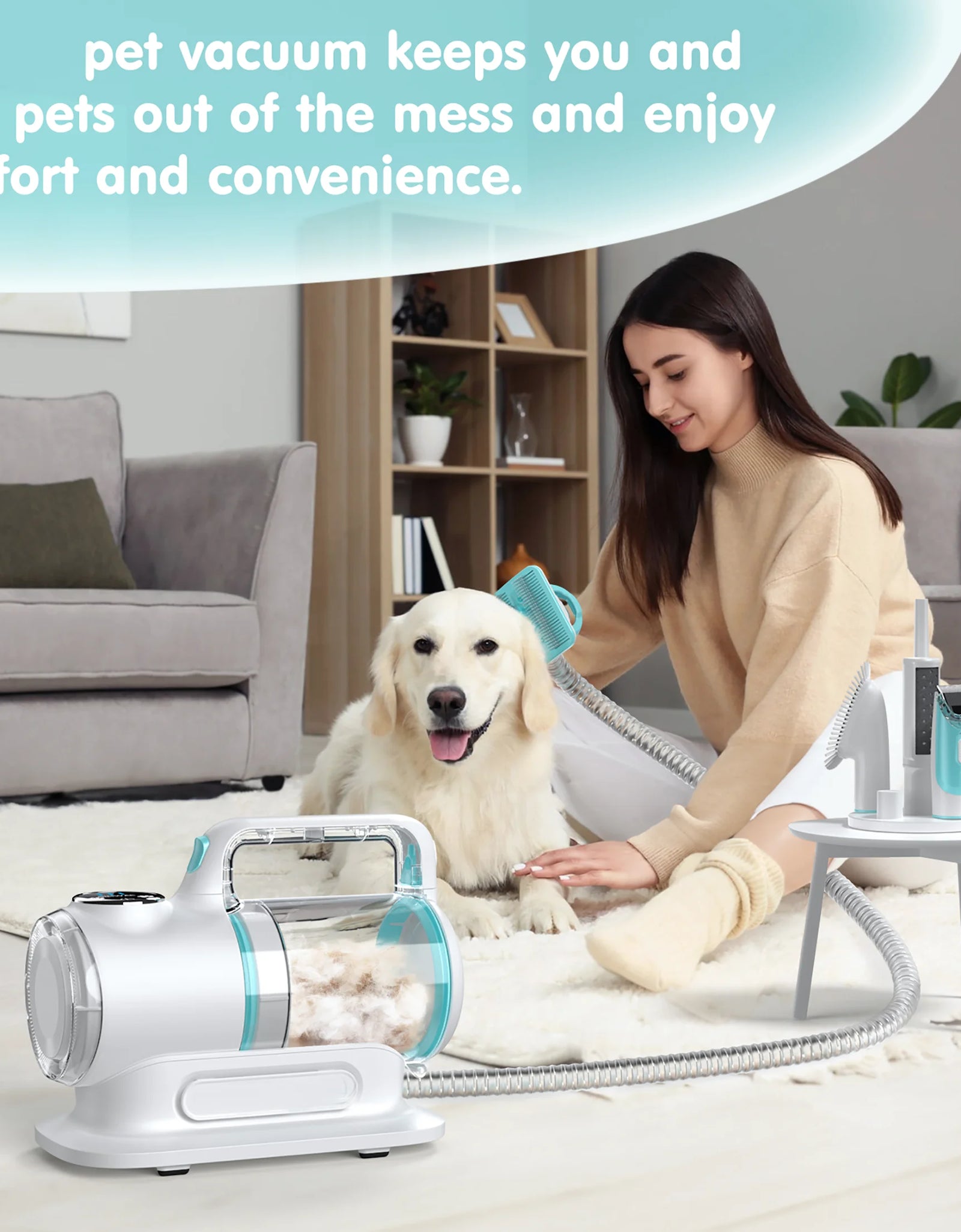 Professional 6-In-1 Dog Grooming Vacuum Kit - 11000PA High Suction & 1.5L Large Capacity | 99% Hair Removal with Complete Grooming Tools | High Suction Pet Vacuum for Professional Grooming