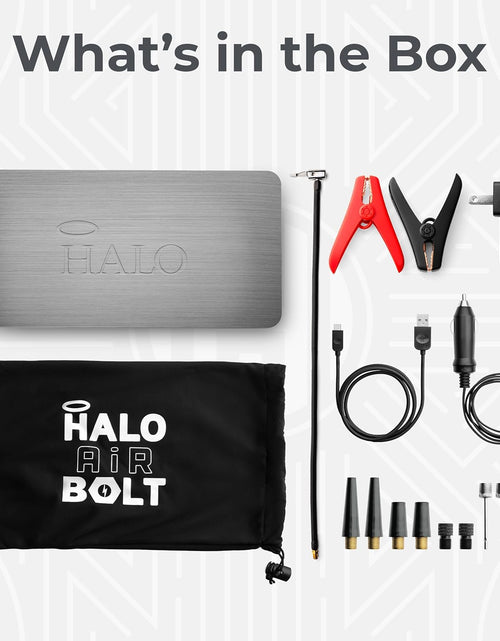 Load image into Gallery viewer, Bolt Air 58830 Portable Car Battery Jump Starter | 100 PSI Air Compressor, 58.8Wh USB Power Bank, Emergency Floodlight &amp; Charger, Jumps Cars Suvs &amp; Trucks, Inflates Tires, TSA Approved — Gray

