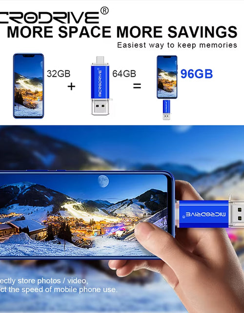 Load image into Gallery viewer, Type C USB Flash Drive OTG 2 in 1 USB 2.0 Micro USB Pen Drive 128GB 64GB 32GB 16GB 8GB 4GB Pendrive Flash Drive
