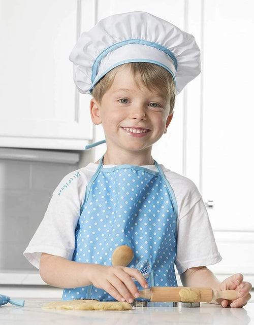 Load image into Gallery viewer, Kids Cooking Set, 11 Piece Chef Role Play Kit for Girls Ages 3-8, Includes Apron, Chef Hat, Oven Mitt, Utensils &amp; Baking Tools, Pretend Play Kitchen Gift, Blue
