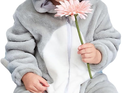Unisex Baby Animal Costume Winter Autumn Flannel Hooded Romper Cosplay Jumpsuit