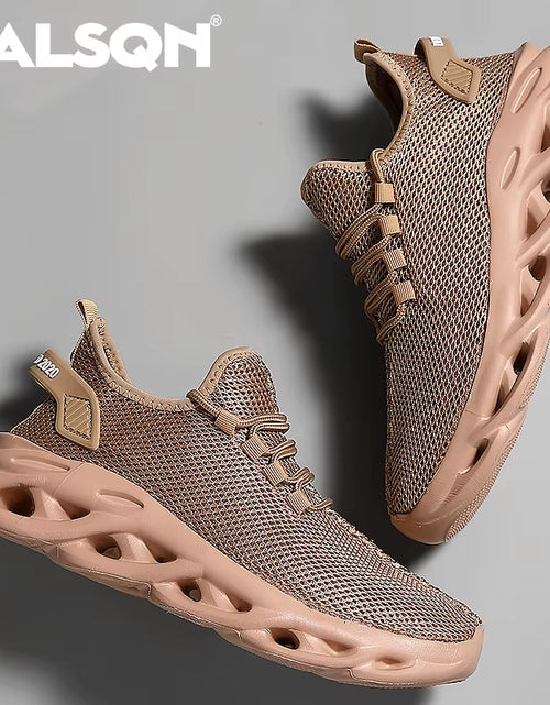 Load image into Gallery viewer, Men Sports Running Black Jogging Shoes Casual Sneakers Brown Outdoor Breathable Mesh Women Light Shock-Absorption Black Tennis
