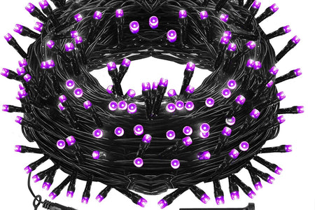 Halloween 300 LED String Lights, 100FT Connectable String Lights with 8 Lighting Modes, Halloween Decorations for Party Carnival Supplies, Indoor Outdoor Yard Garden Decor (Purple)
